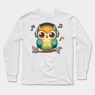 Musical Owl Perched on a Colorful Tree yellow Long Sleeve T-Shirt